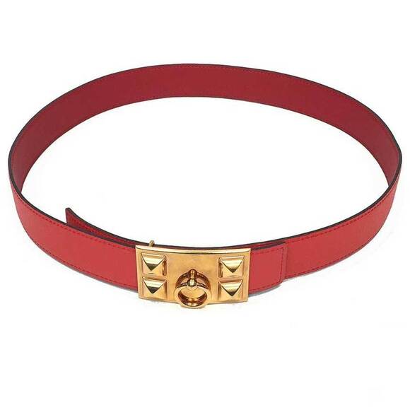 HERMES Red Leather Belt - Picture 2 of 3